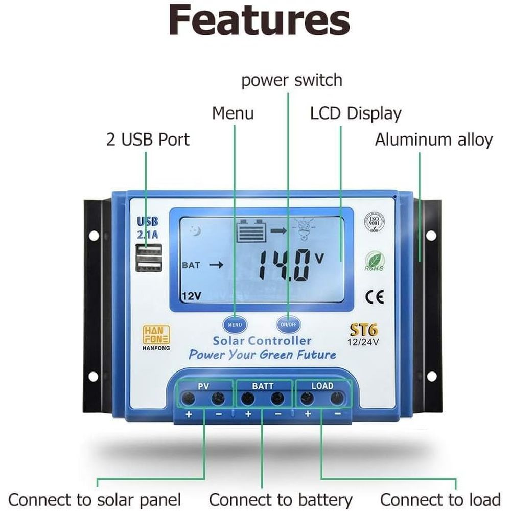 60A Solar Charge Controller 12 - Solar Panel 评论和价格