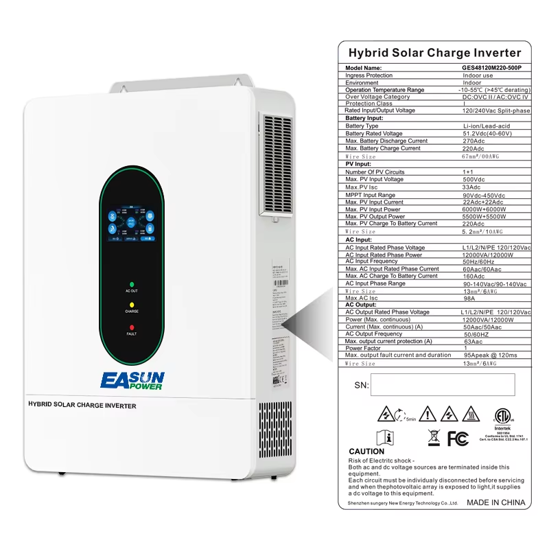 EASUN POWER 12000W 12KW 120V/1 - Charge Controller Solar 评论和价格